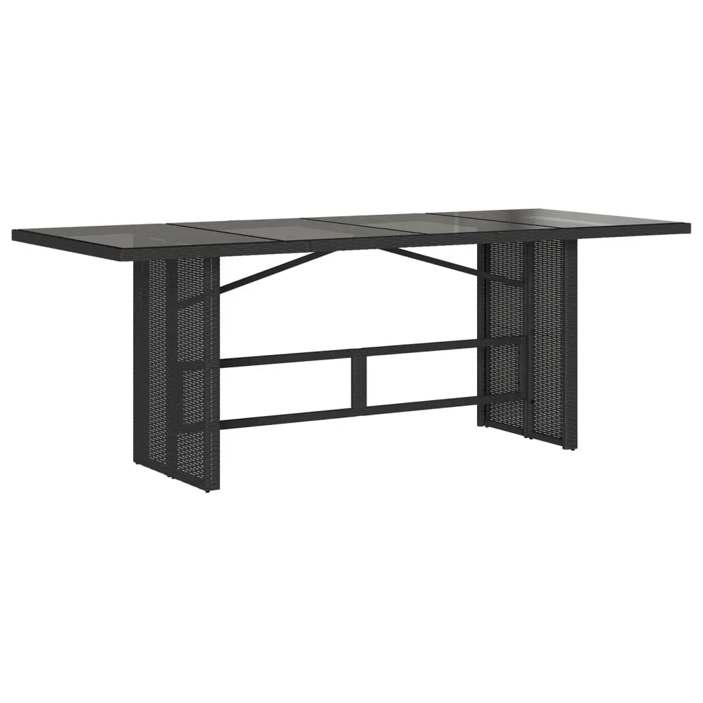 7 Piece Outdoor Garden Dining Set Black Poly Rattan with Cushions Patio