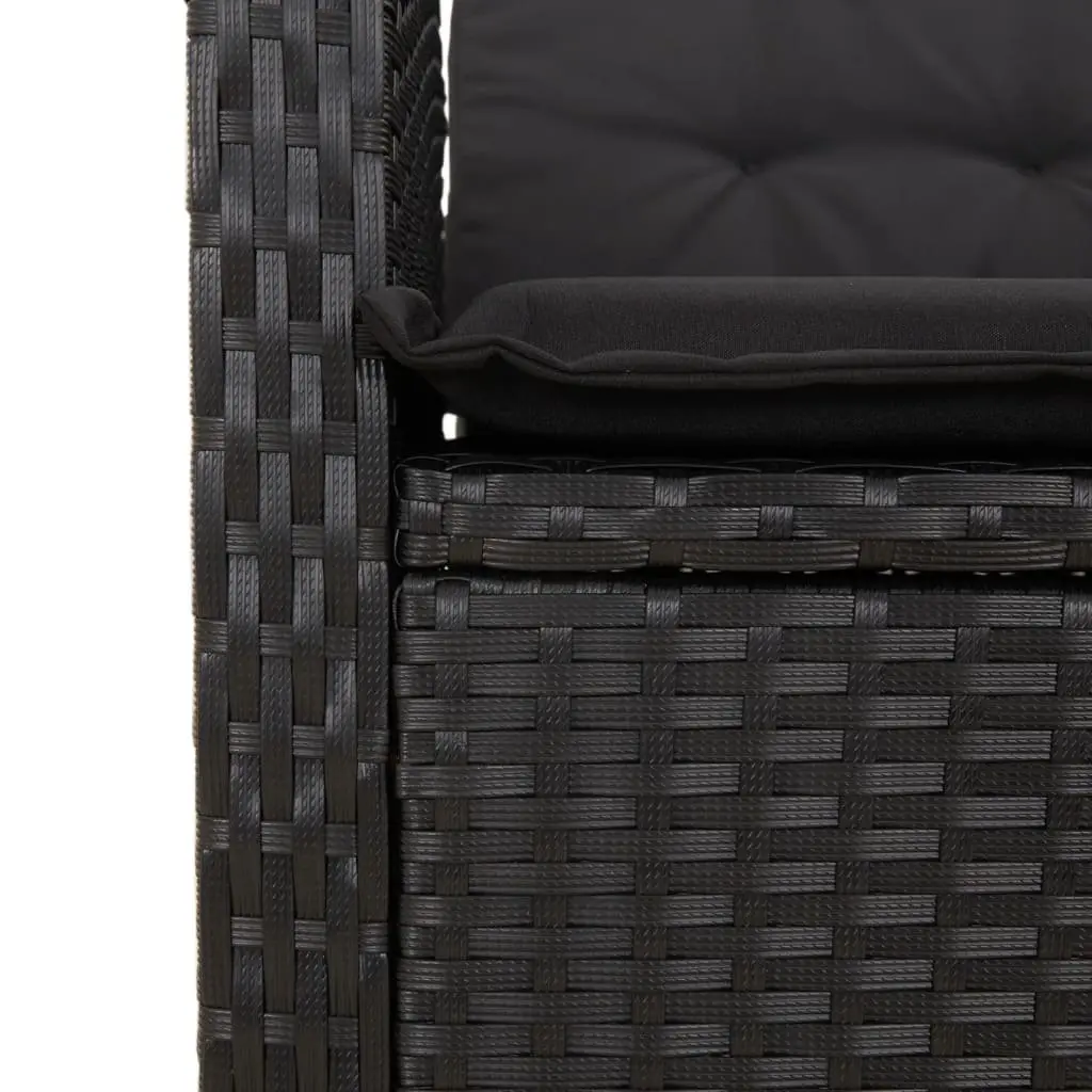 7 Piece Outdoor Garden Dining Set Black Poly Rattan with Cushions Patio