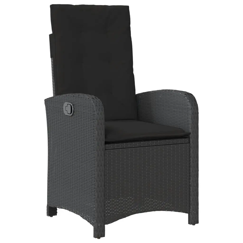 7 Piece Garden Dining Set Black Poly Rattan Outdoor Furniture with Cushions