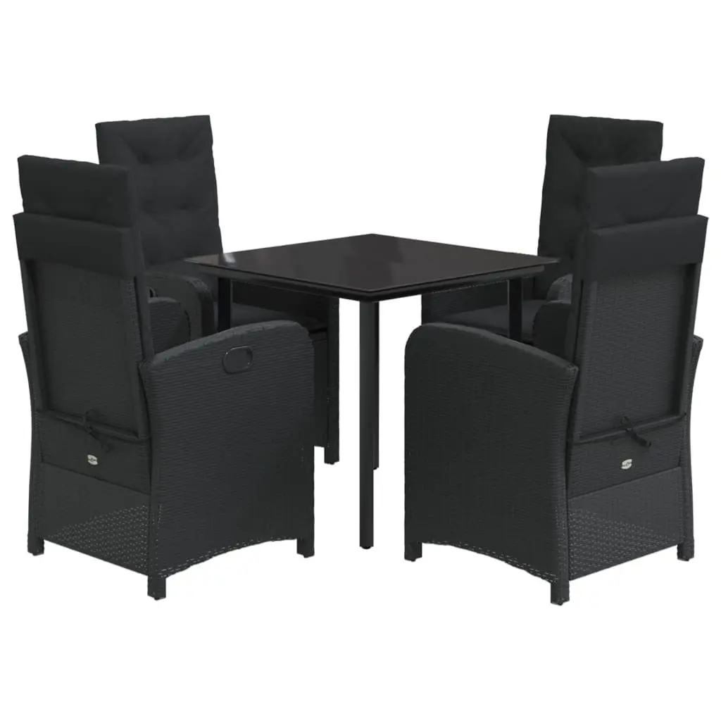 Garden Dining Set 5 Piece Outdoor Furniture Black Poly Rattan Chair Table Patio
