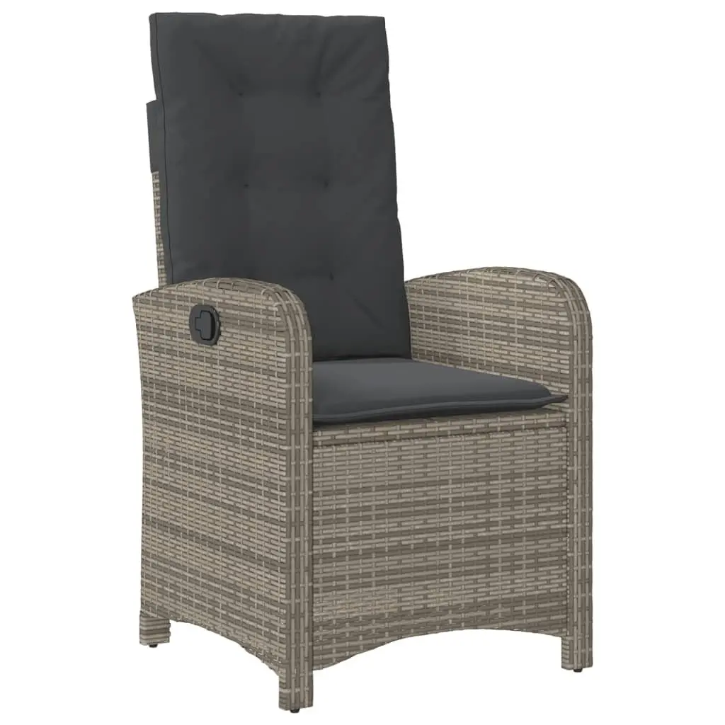Garden Dining Set 5 Piece Outdoor Furniture Grey Poly Rattan with Cushions