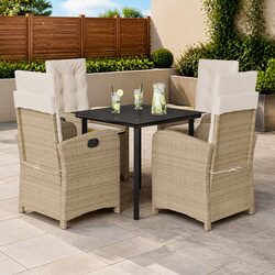 Garden Dining Set 5 Piece Outdoor Furniture Patio Table Chairs Cushions Beige
