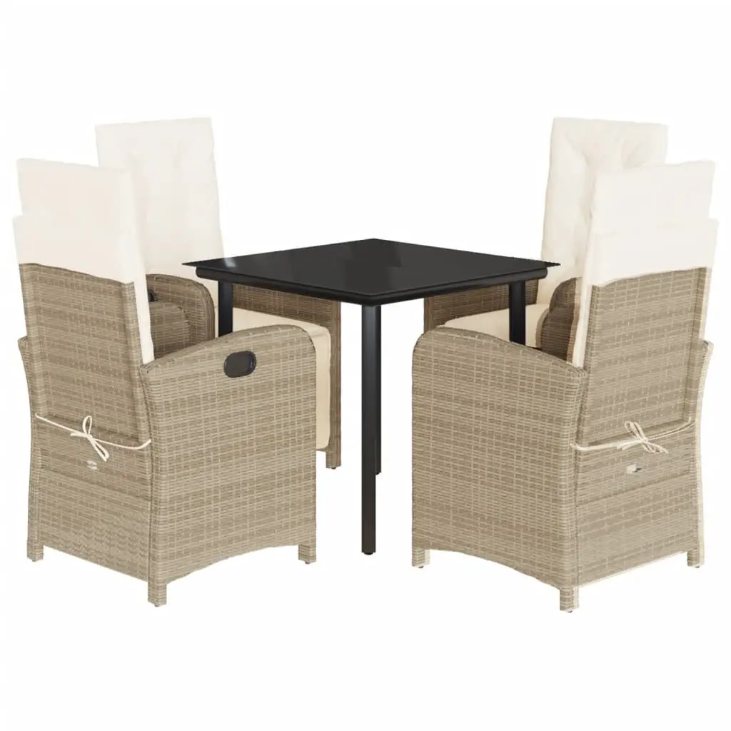 5 Piece Garden Dining Set Outdoor Patio Furniture Poly Rattan Beige with