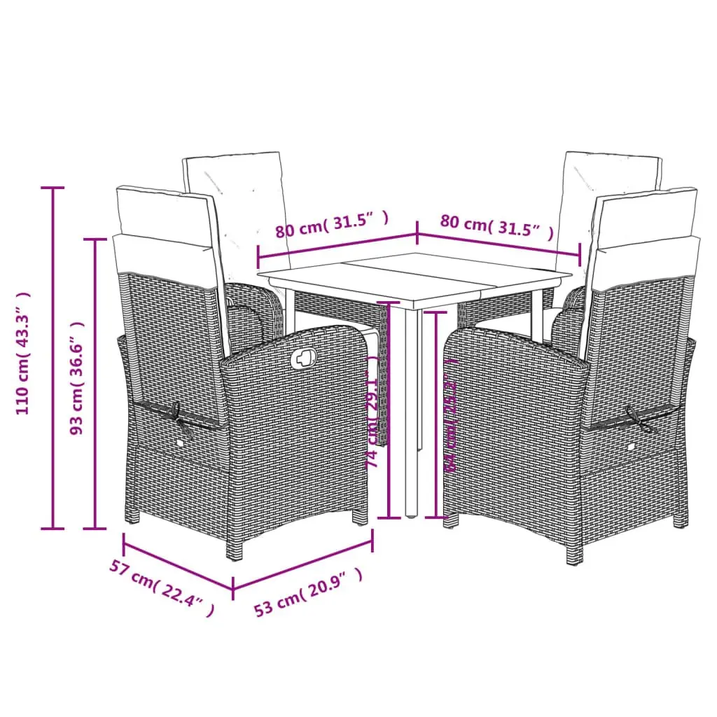 5 Piece Garden Dining Set Outdoor Patio Furniture Poly Rattan Beige with