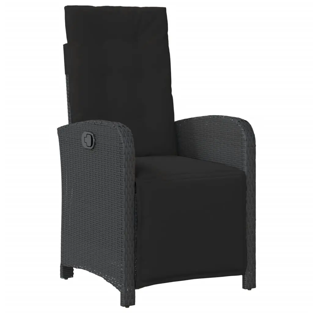 7 Piece Outdoor Garden Dining Set with Cushions Black Poly Rattan Furniture
