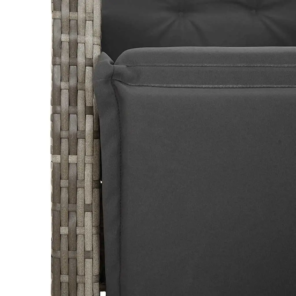 7 Piece Garden Dining Set Grey Poly Rattan Outdoor Furniture with Cushions
