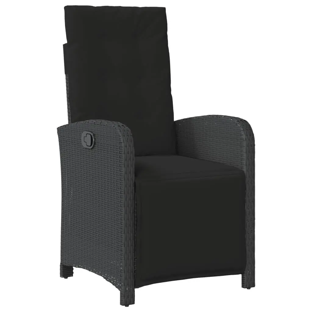 5 Piece Garden Dining Set Black Poly Rattan Outdoor Furniture with Cushions