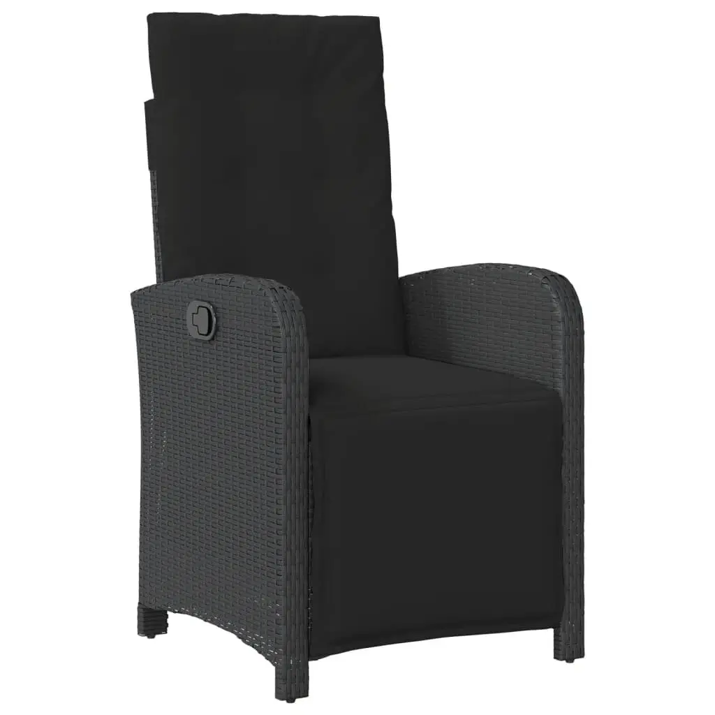 5 Piece Garden Dining Set Outdoor Furniture Black Poly Rattan Table Chairs