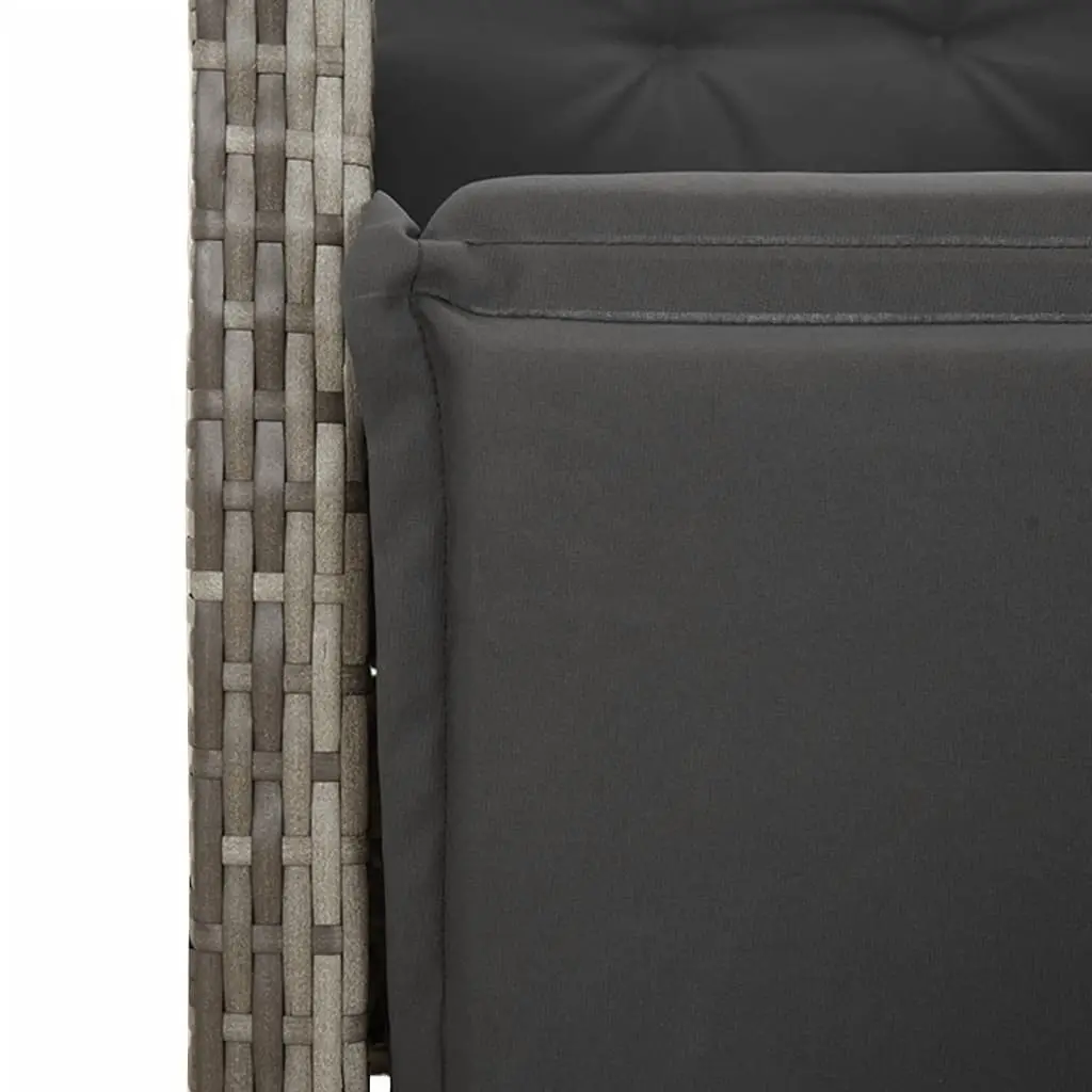 7 Piece Garden Dining Set Grey Poly Rattan Outdoor Furniture with Cushions