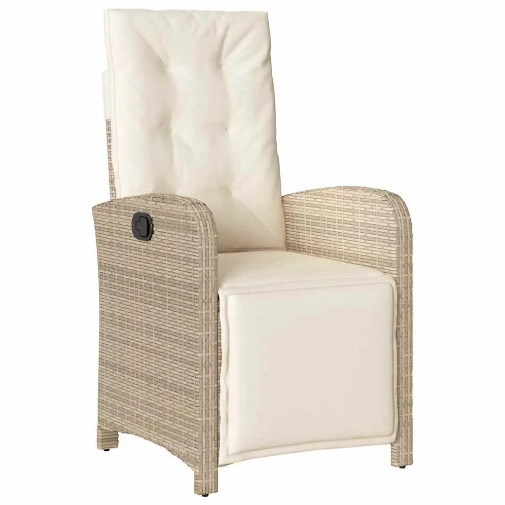 3 Piece Bistro Set Outdoor Garden Furniture Adjustable Seating Beige Poly Rattan
