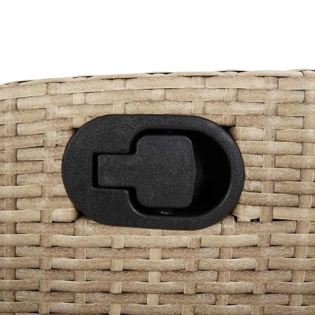 3 Piece Bistro Set Outdoor Garden Furniture Adjustable Seating Beige Poly Rattan
