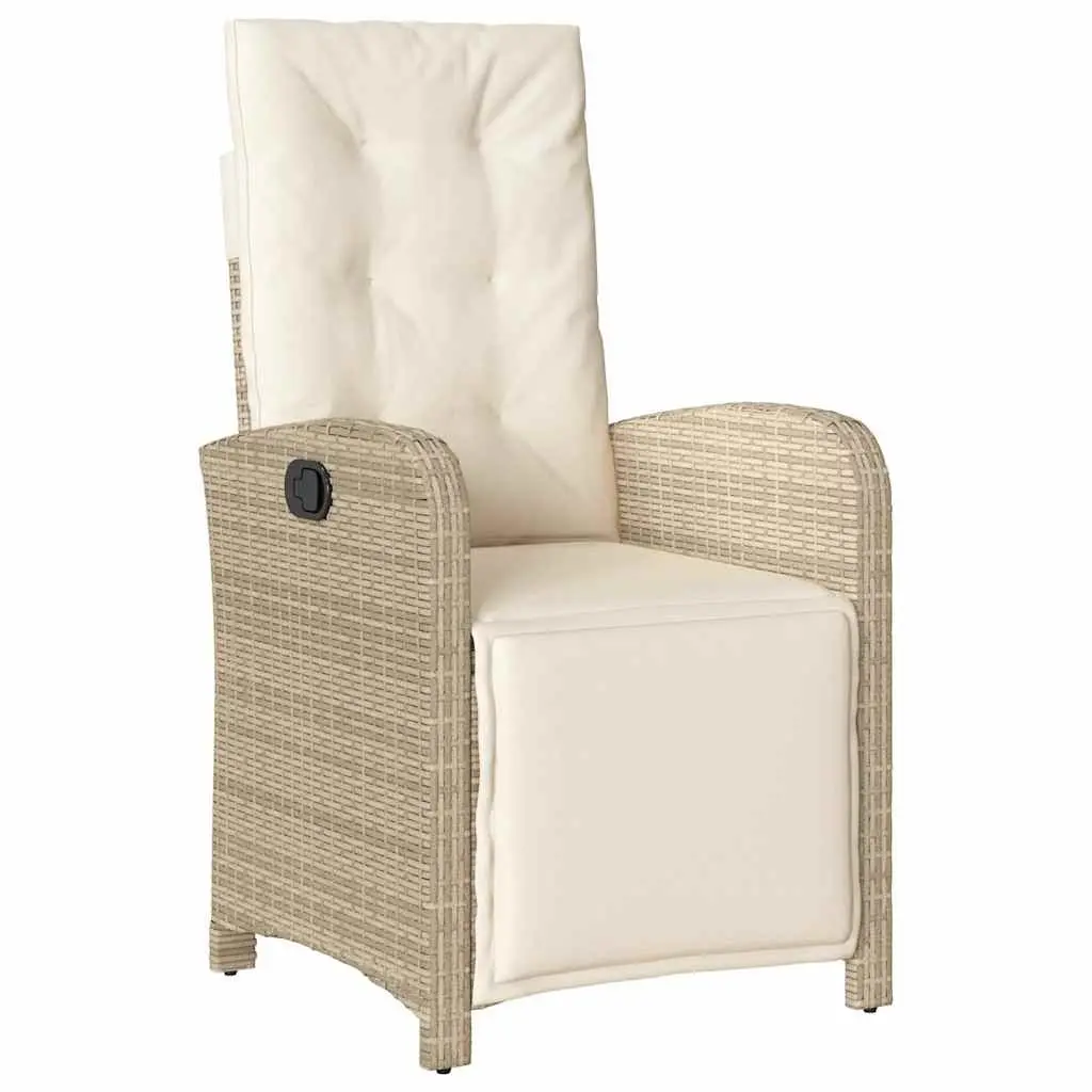 Garden Dining Set 5 Piece Outdoor Furniture Adjustable Backrest Beige Poly Rattan