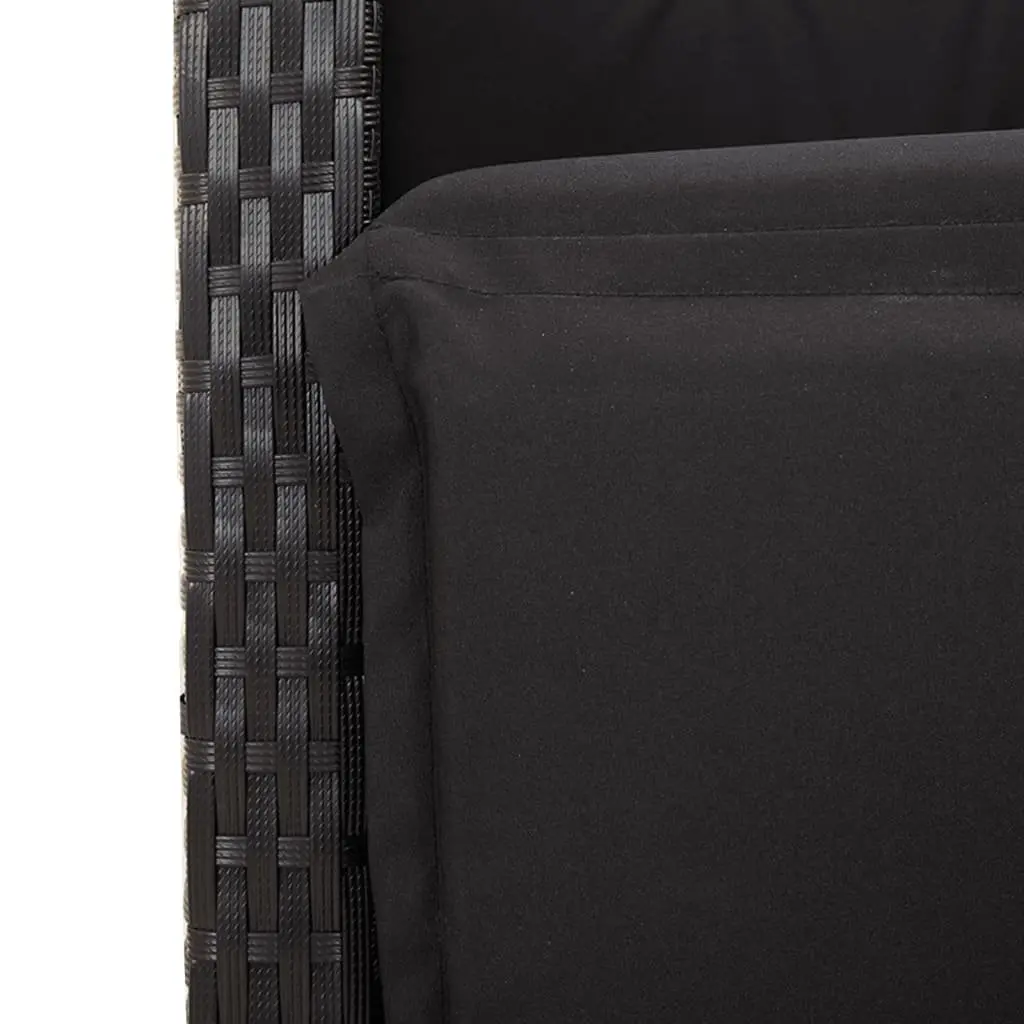 Outdoor Dining Set 5 Piece Garden Furniture with Cushions Black Poly Rattan