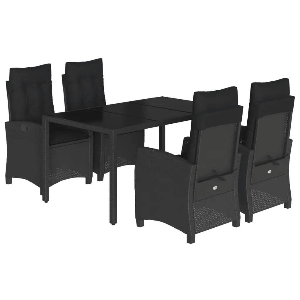 Outdoor Dining Set 5 Piece Garden Furniture Black PE Rattan Chairs Table