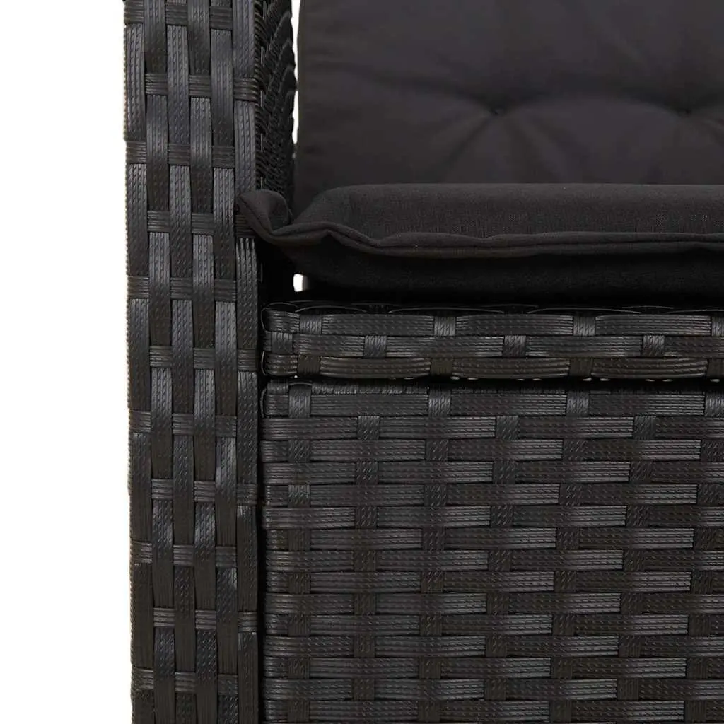 Outdoor Dining Set 7 Piece Garden Furniture with Cushions Black Poly Rattan