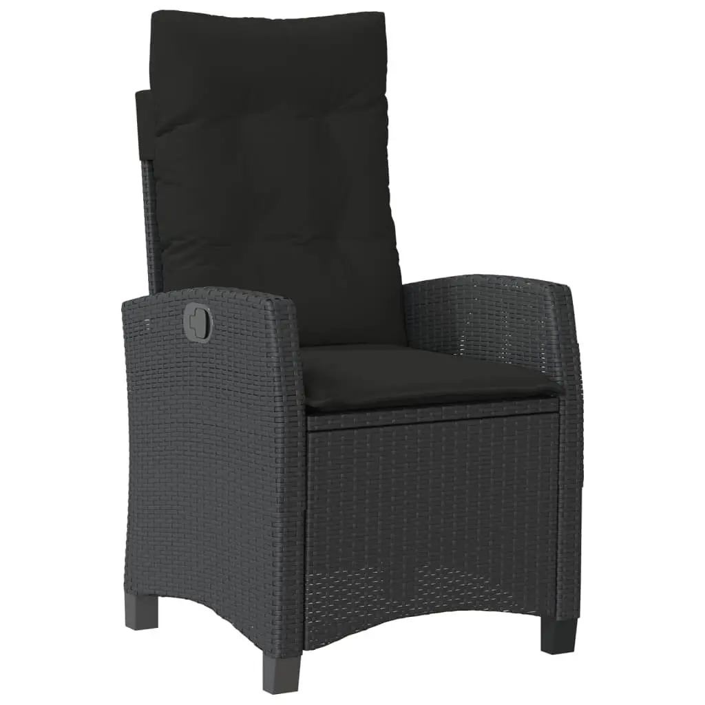 7 Piece Outdoor Garden Dining Set with Cushions Black Poly Rattan Furniture