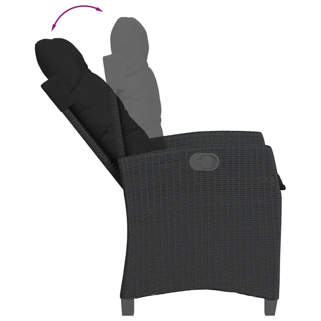 7 Piece Outdoor Garden Dining Set with Cushions Black Poly Rattan Furniture