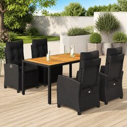 Outdoor Dining Set 5 Piece Garden Furniture PE Rattan Table Chairs Cushions