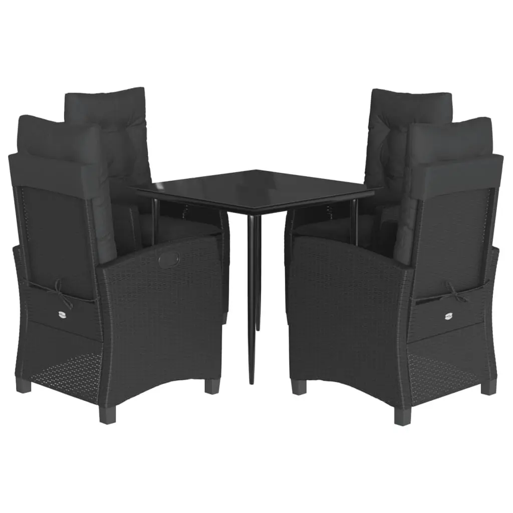 Garden Dining Set 5 Piece Outdoor Furniture Black Poly Rattan Chairs Table
