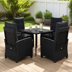 Garden Dining Set 5 Piece Outdoor Furniture Poly Rattan Table Chairs Cushions