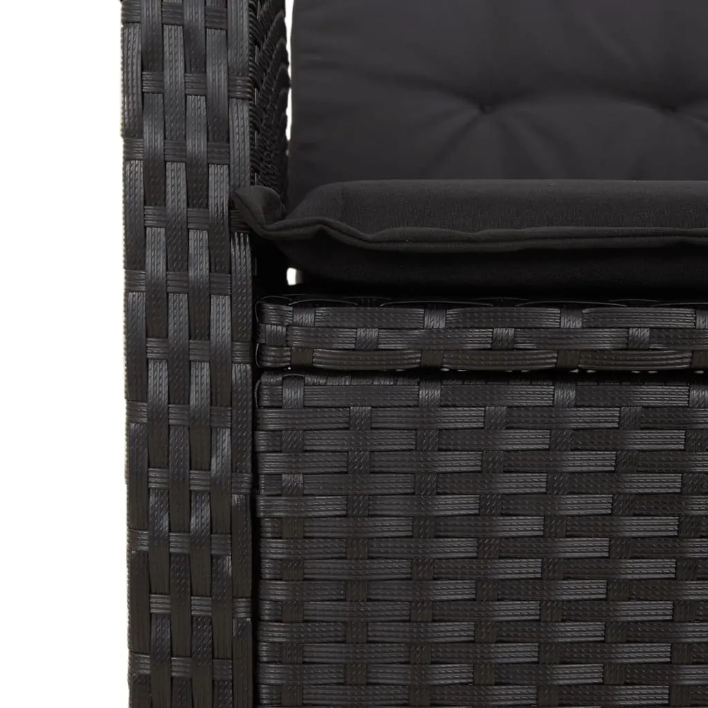 Garden Dining Set 3 Piece Outdoor Furniture Black Poly Rattan Adjustable