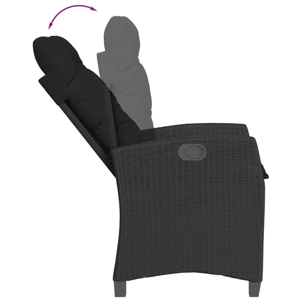 Garden Dining Set 3 Piece Outdoor Furniture Black Poly Rattan Adjustable