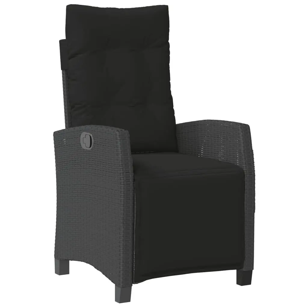 Garden Dining Set 5 Piece Outdoor Furniture Black Poly Rattan Cushions Patio