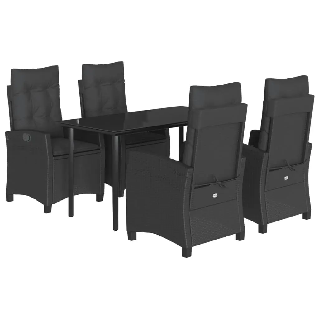 Outdoor Dining Set 5 Piece Garden Furniture Black PE Rattan Chairs Table