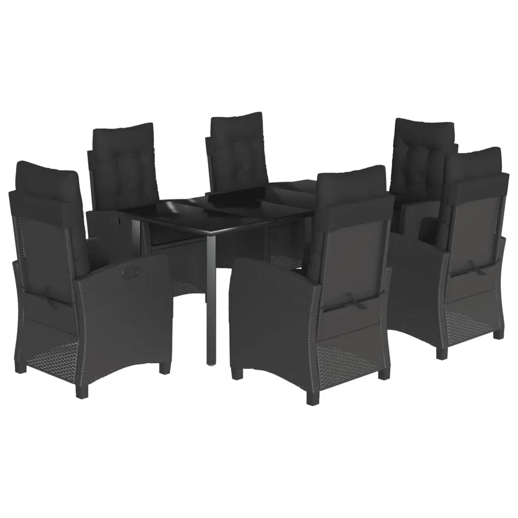 Garden Dining Set 7 Piece Outdoor Furniture Patio Table Chairs Cushions Black