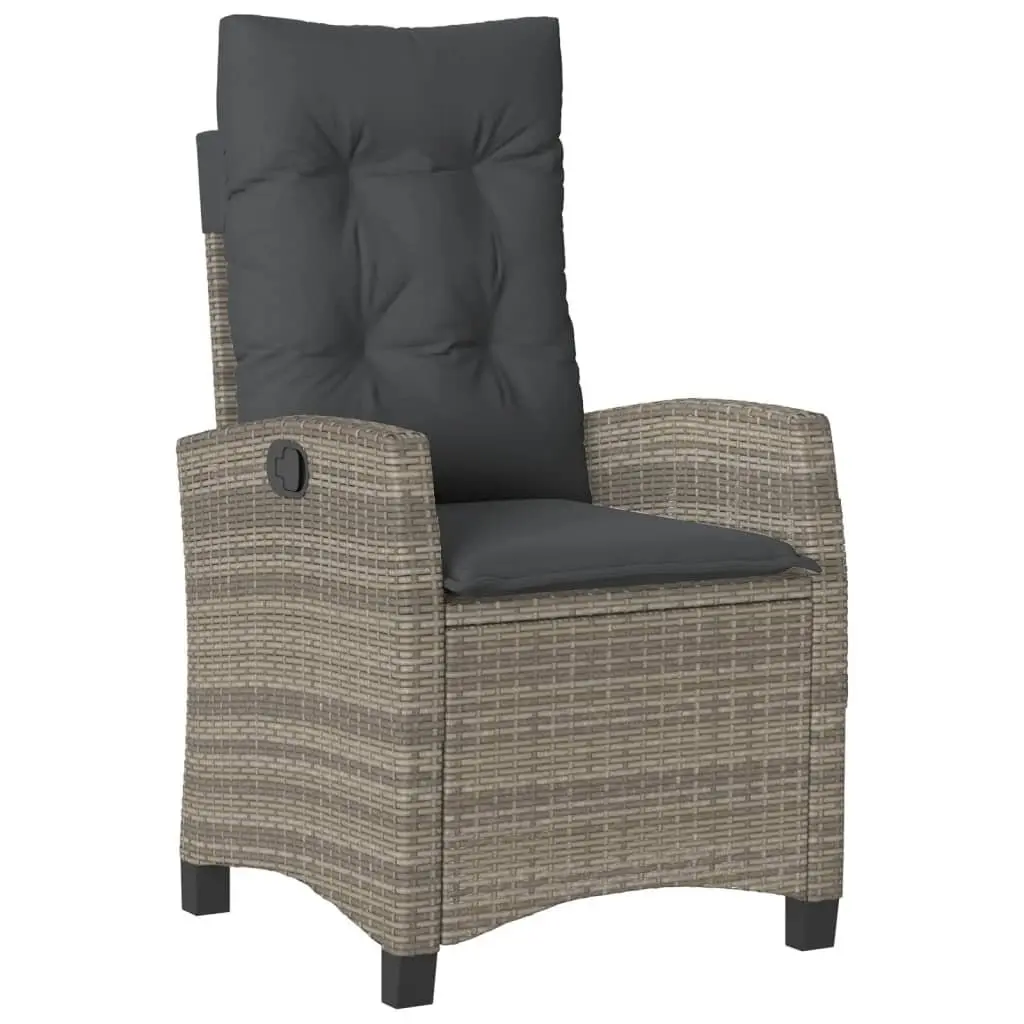 Garden Dining Set 3 Piece Outdoor Furniture Grey PE Rattan with Cushions