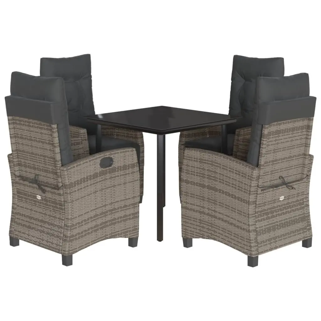 Garden Dining Set 5 Piece Outdoor Furniture Grey Poly Rattan Table Chairs