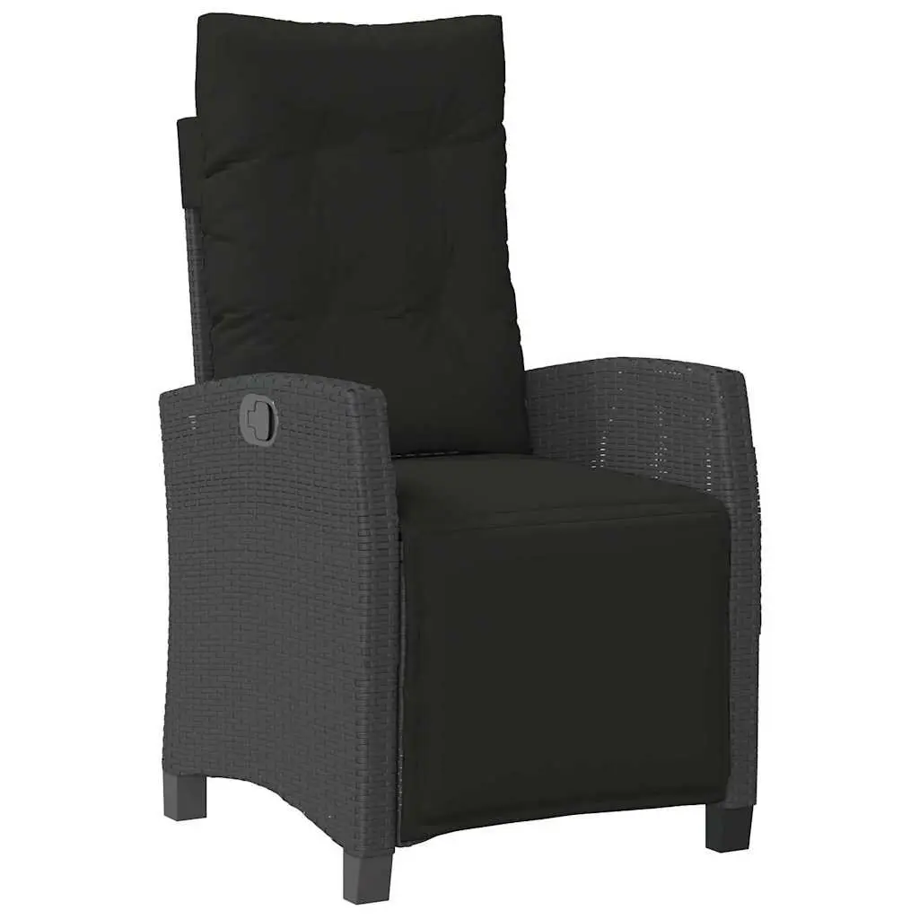 Garden Dining Set 5 Piece Outdoor Furniture Black Poly Rattan with Cushions