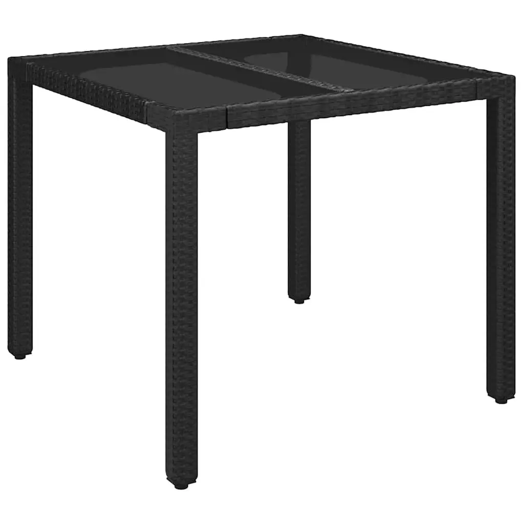 Garden Dining Set 5 Piece Outdoor Furniture Black Poly Rattan with Cushions