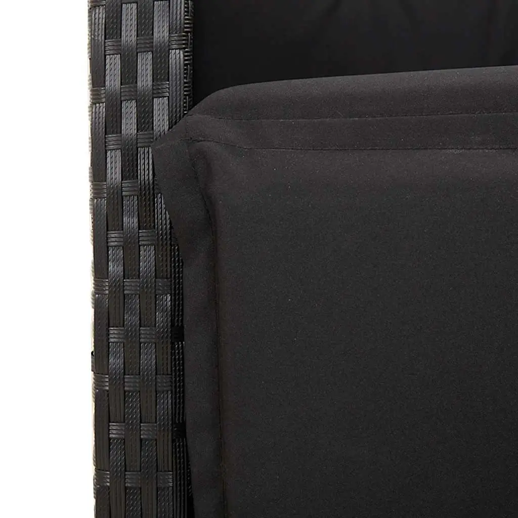 Garden Dining Set 5 Piece Outdoor Furniture Black Poly Rattan with Cushions