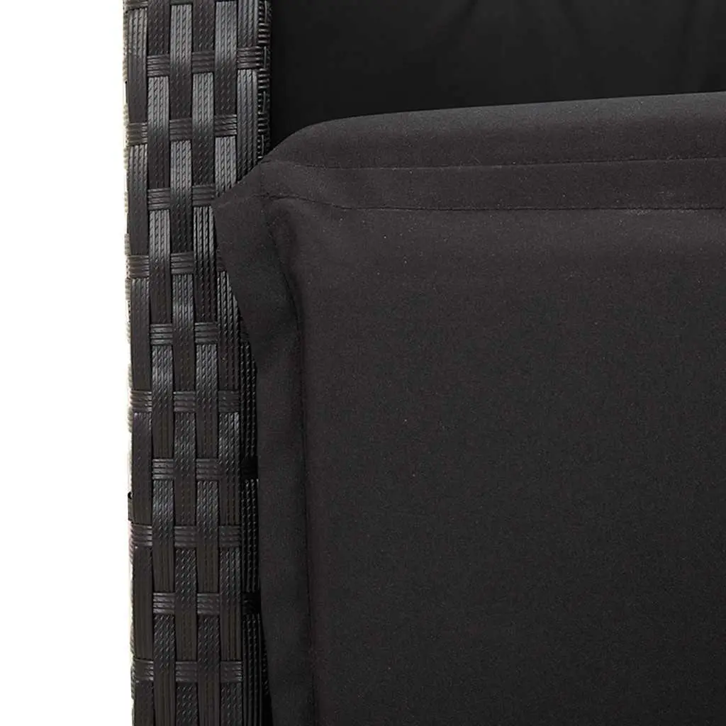 7 Piece Outdoor Garden Dining Set Black Poly Rattan Chairs Table Cushions