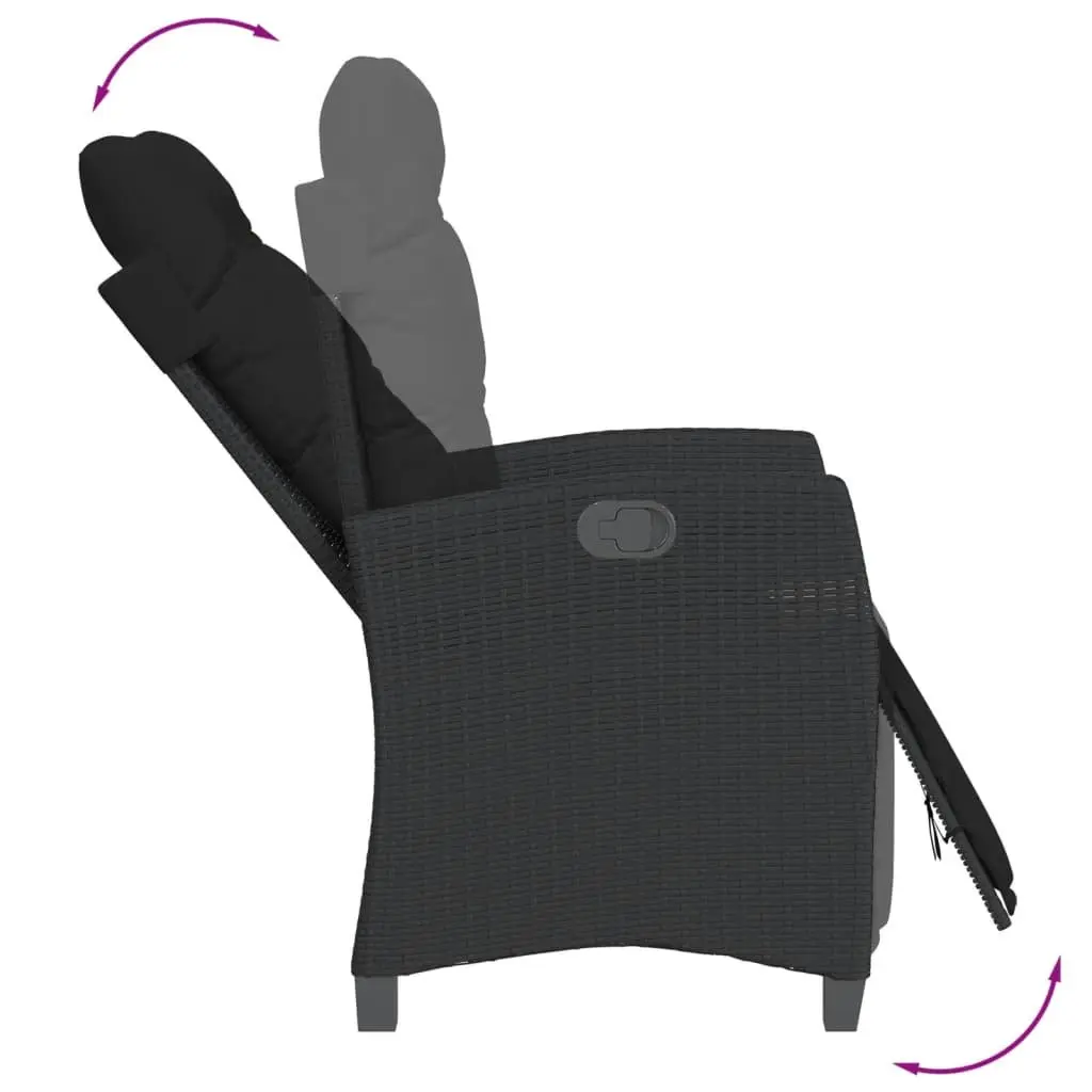 Outdoor Dining Set Adjustable Backrest 5 Piece Black Poly Rattan Table Chairs