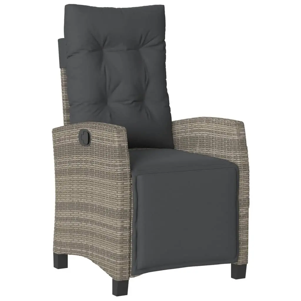Outdoor Dining Set 7 Piece Garden Furniture Grey Poly Rattan with Cushions