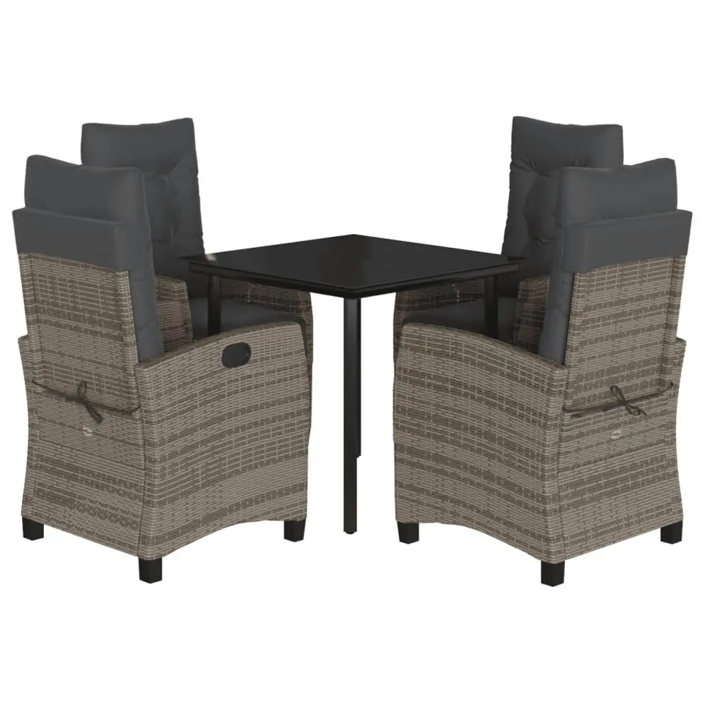 Garden Dining Set 5 Piece Outdoor Furniture Grey Poly Rattan with Cushions