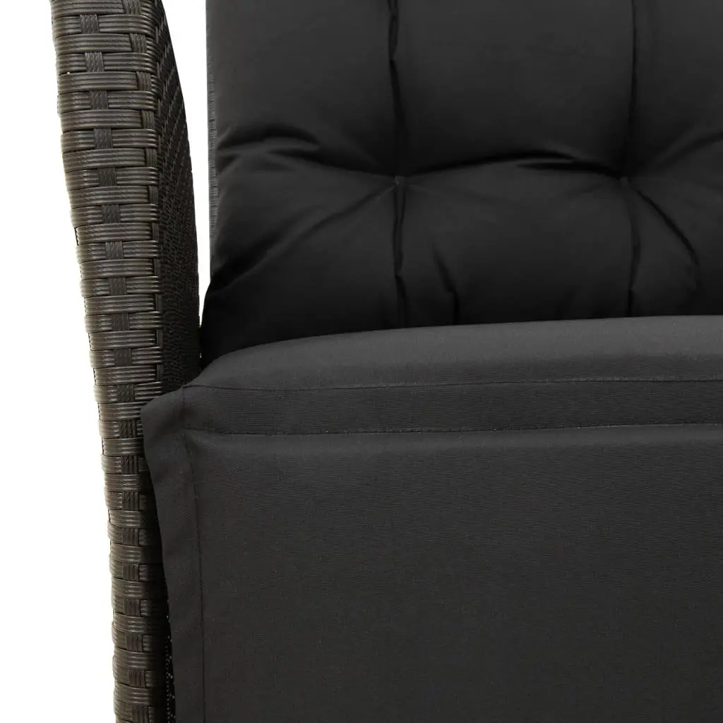 5 Piece Outdoor Dining Set with Cushions Adjustable Backrest Black Garden