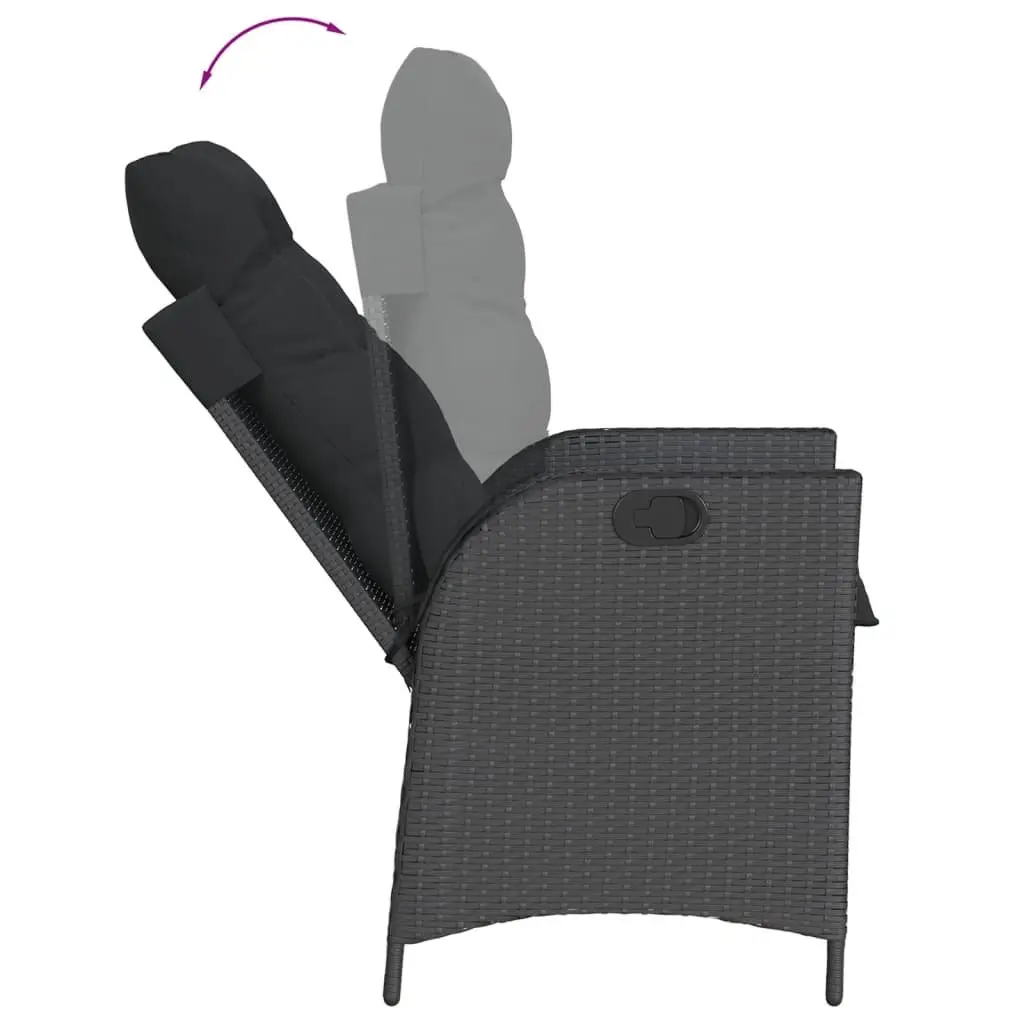 7 Piece Garden Dining Set Outdoor Furniture Black Poly Rattan Table Chairs