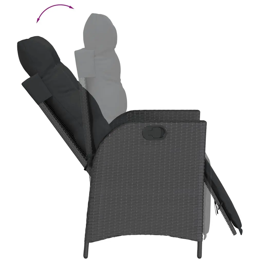 7 Piece Outdoor Dining Set Black Poly Rattan Garden Furniture with Cushions