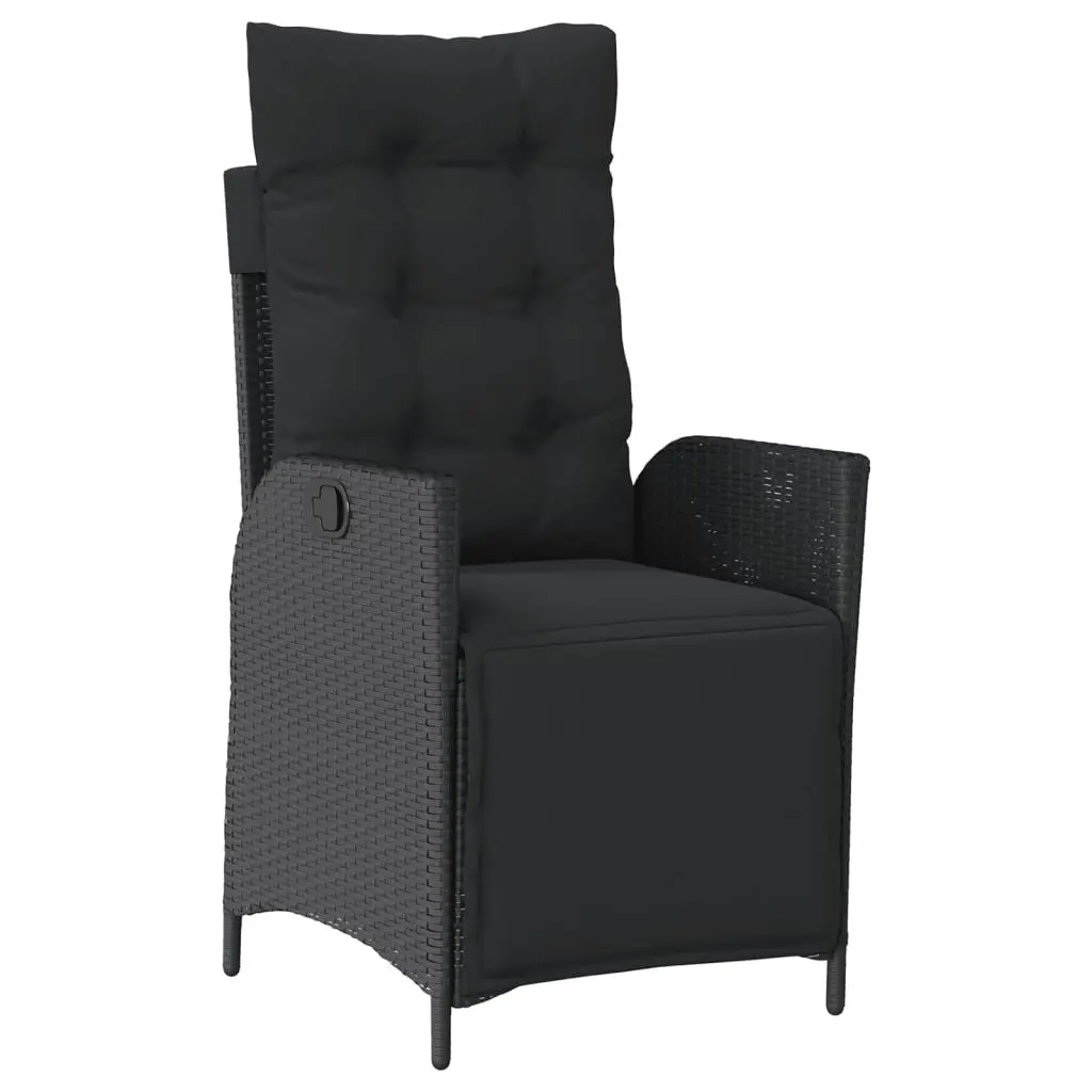 7 Piece Outdoor Dining Set Black Poly Rattan Garden Furniture with Cushions