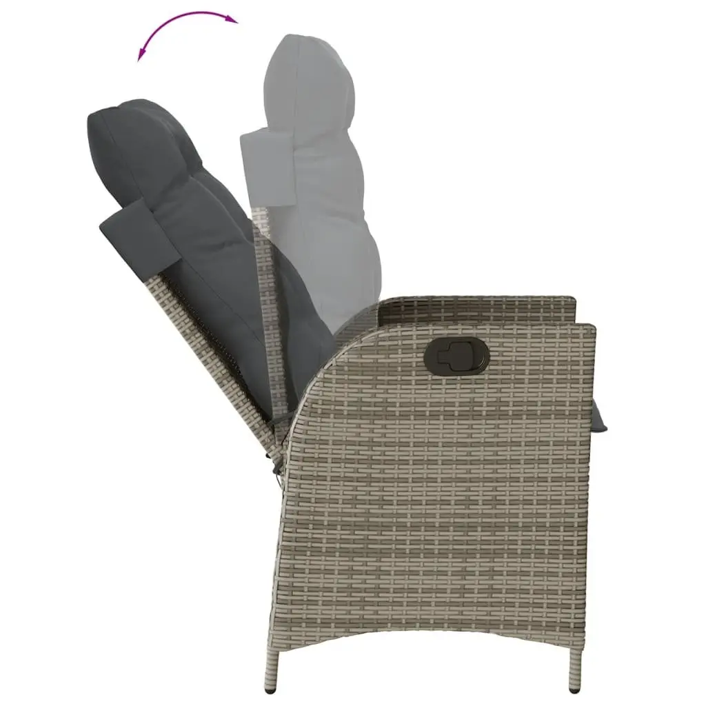 Garden Dining Set 5 Piece Outdoor Furniture Grey Poly Rattan with Adjustable Backrest and Thick Cushions