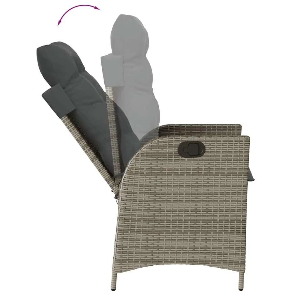 7 Piece Outdoor Dining Set Grey Poly Rattan Garden Patio Furniture with Cushions