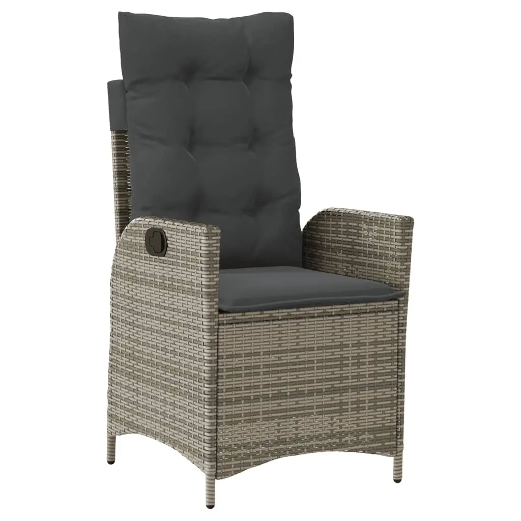 7 Piece Outdoor Dining Set Grey Poly Rattan Garden Patio Furniture with Cushions