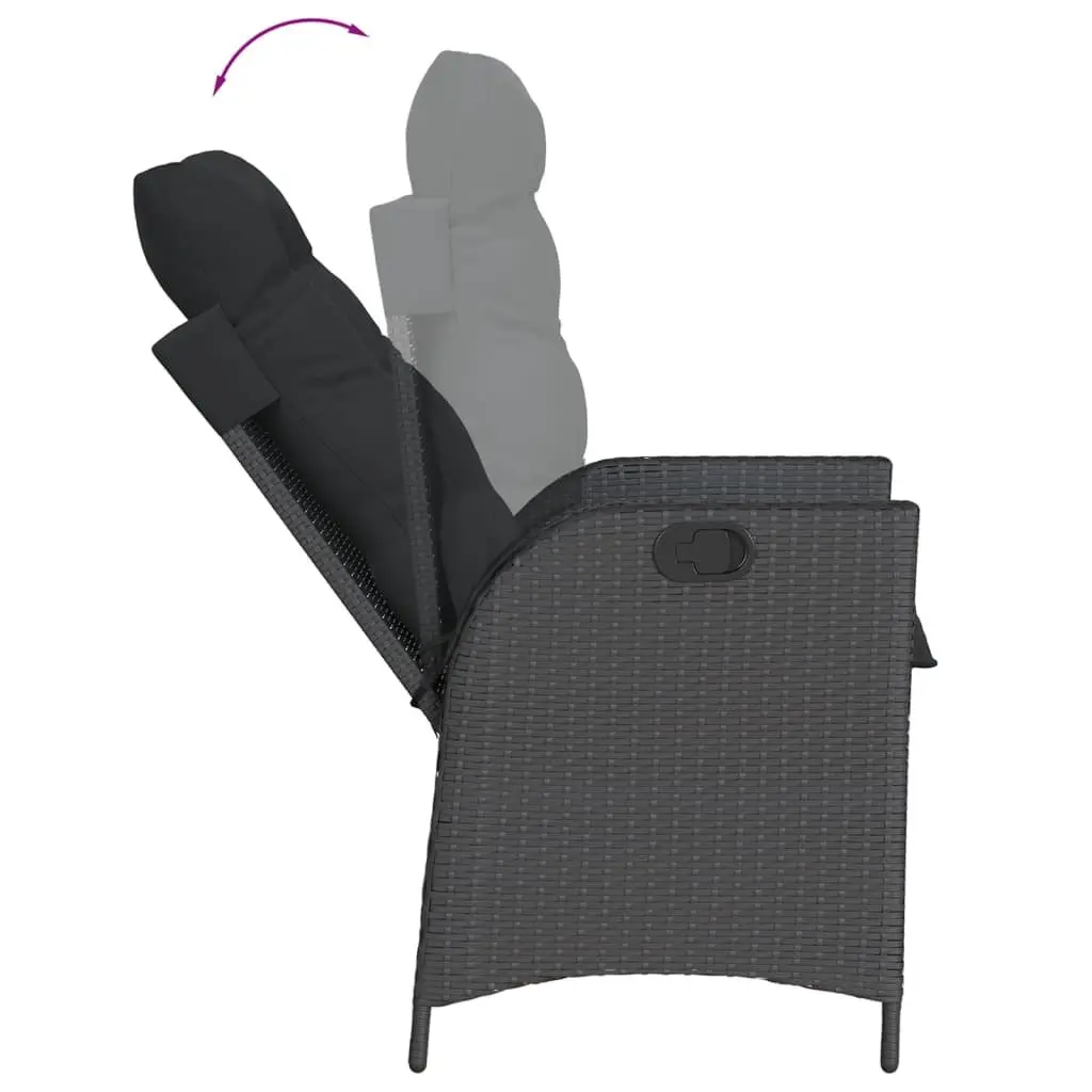 5 Piece Garden Dining Set Outdoor Furniture Black PE Rattan Chairs Table Patio