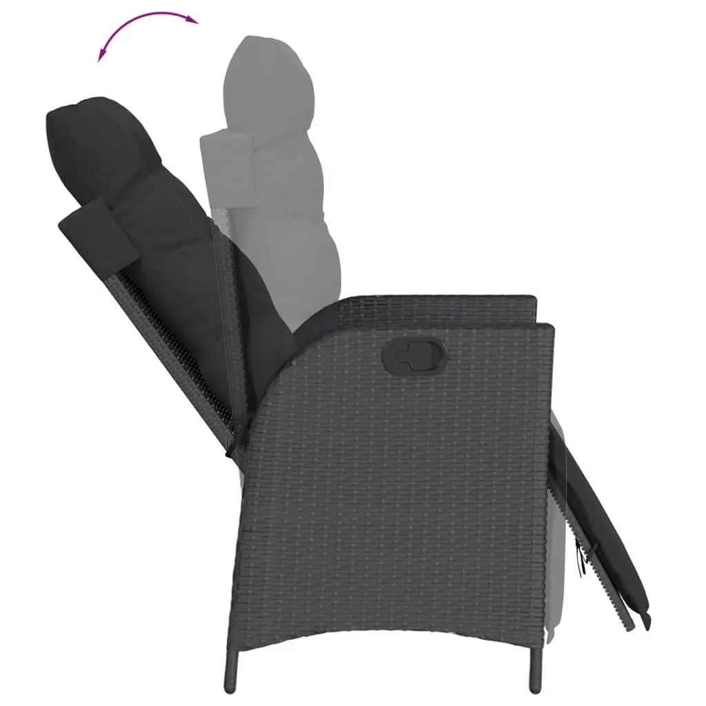 Garden Dining Set 5 Piece Outdoor Furniture Black Poly Rattan with Cushions
