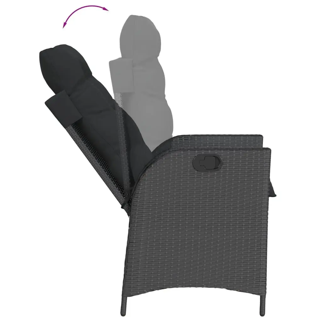 Garden Dining Set 5 Piece Outdoor Furniture Black Poly Rattan with Cushions