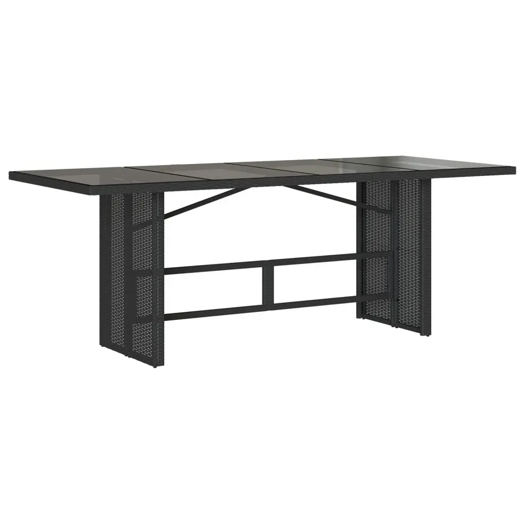 7 Piece Garden Dining Set Outdoor Furniture with Cushions Black Poly Rattan