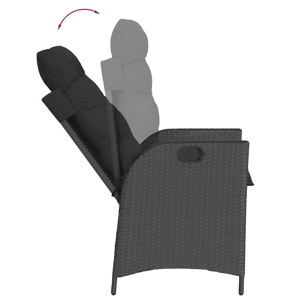 7 Piece Garden Dining Set Outdoor Furniture with Cushions Black Poly Rattan
